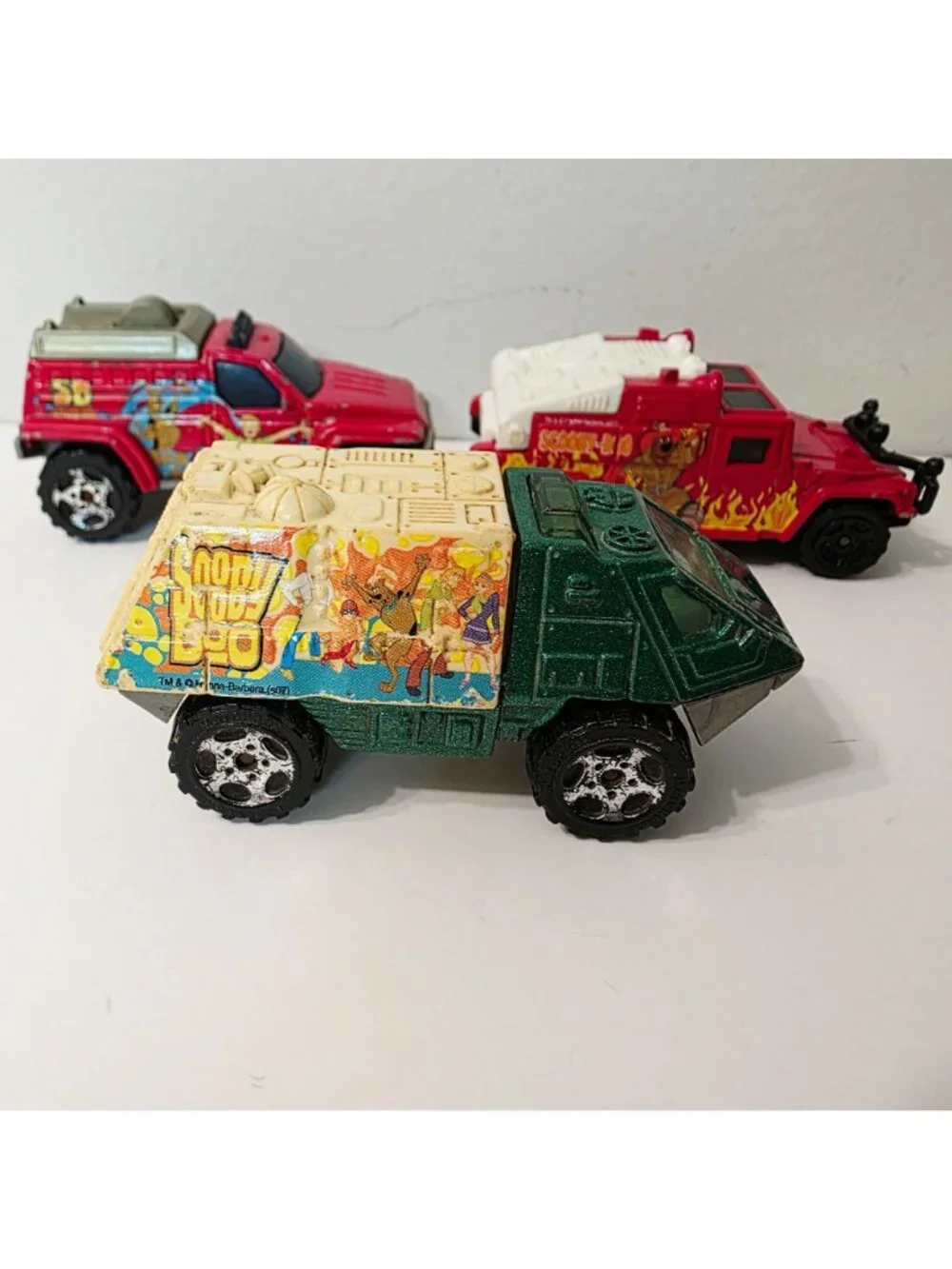 3 Vtg Matchbox Scooby-doo Die Cast Cars Hummer Armored Response 4x4 Trucks